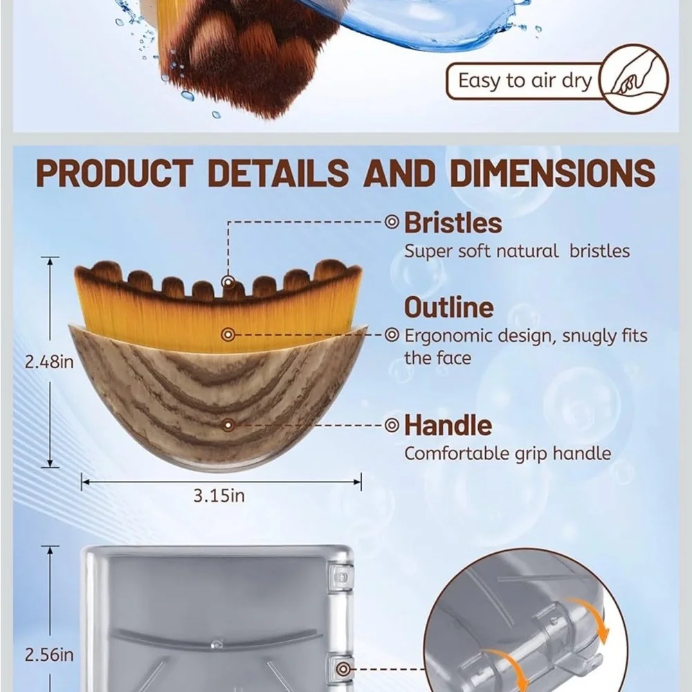 Lymphatic Contour Face Brush, Gua Sha Brush w/Travel Case - Picture 4 of 7